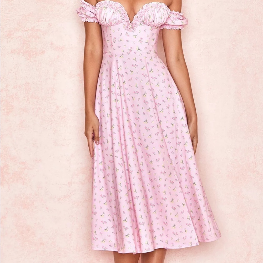 House of CB Lauren Pink Floral Strapless Sundress